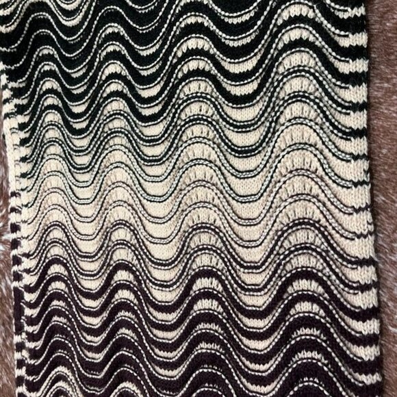 Calvin Klein Wave Knit Infinity Scarf Black Cream Textured Loop Cozy Winter - Picture 7 of 9
